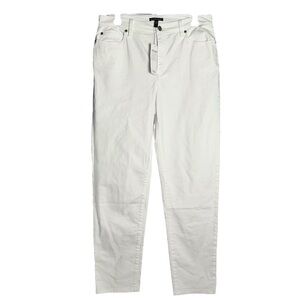 Eileen Fisher High Waisted  Slim‎ Fit White Jeans Women's Size 12 Petite NWT